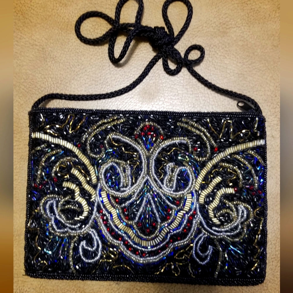 Vintage beaded crossbody mini purse